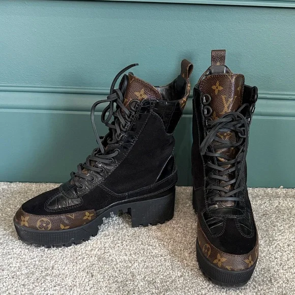 Louis Vuitton Laureate Desert Platform Boots Women’s sz 8 100% Authentic - Picture 3 of 9